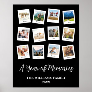 Póster Un año de Recuerdos Collage de fotos mensual famil