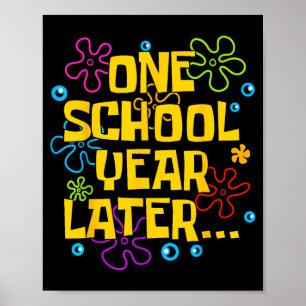 Póster Un Año Escolar Después Verano Último Día De Escuel