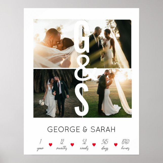 Póster Un año juntos Boda Aniversario 4 Foto (Frente)