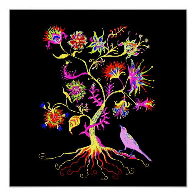 Póster Un árbol de la vida y un ave (Anverso)