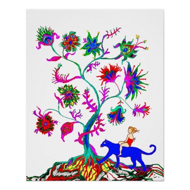 Póster Un árbol de la vida y un chica (Anverso)