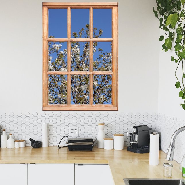 Póster Un árbol en la vista en primavera desde una ventan (Subido por el creador)