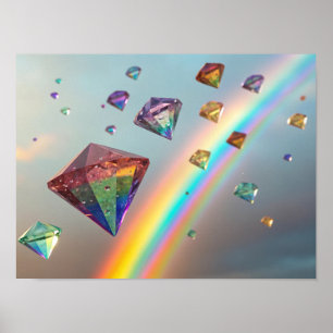 Póster Un arcoiris de diamantes: joyas flotantes en el ci