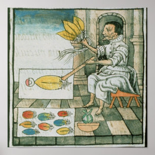 Póster Un artesano azteca de la pluma