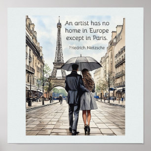 Póster Un artista no tiene hogar en Europa excepto París