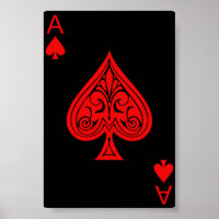 Un As negro y rojo de espadas.