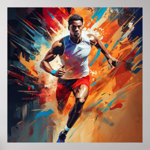 Póster Un atleta masculino de pista y campo.