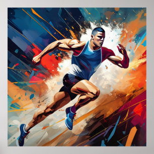 Póster Un atleta masculino de pista y campo.