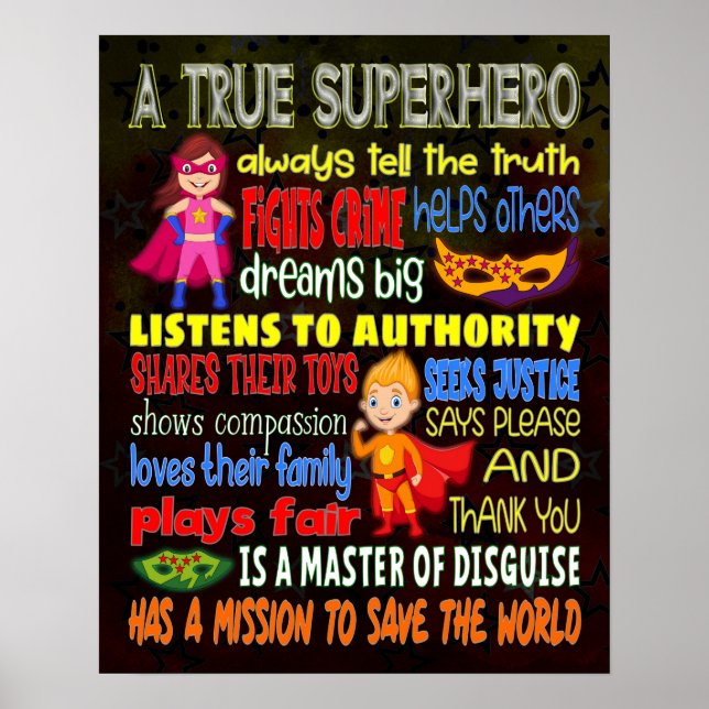 Póster Un auténtico divertido superhéroe - Poster 16x20 (Frente)
