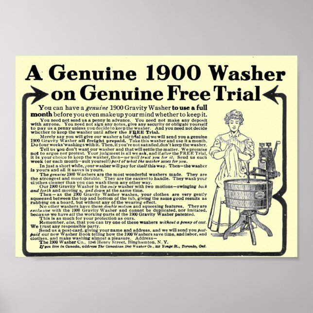 Póster Un auténtico Poster de Washer de 1900 (Frente)