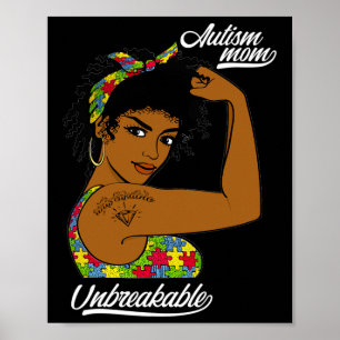 Póster Un autismo inquebrantable mamá desordenada concien