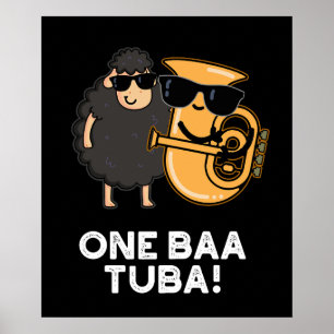 Póster Un Baa Tuba Funny Music Sheep Pun Dark BG