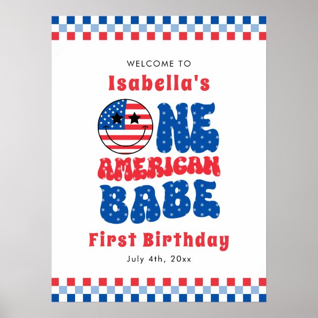 Póster Un Babe Estadounidense 4 De Julio Fiesta De Cumple (Frente)