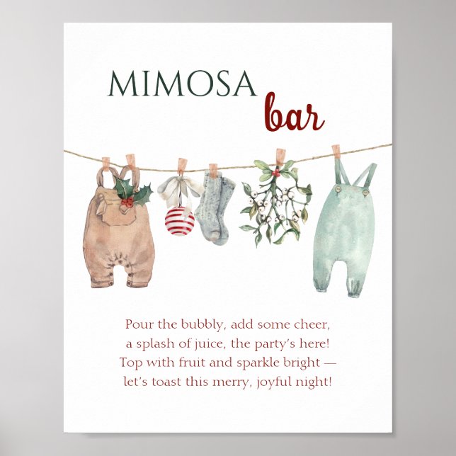 Póster Un bar de mimosa de ropa de Navidad alegre (Frente)