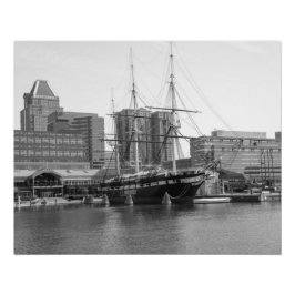 Póster Un barco fragata estadounidense en Baltimore