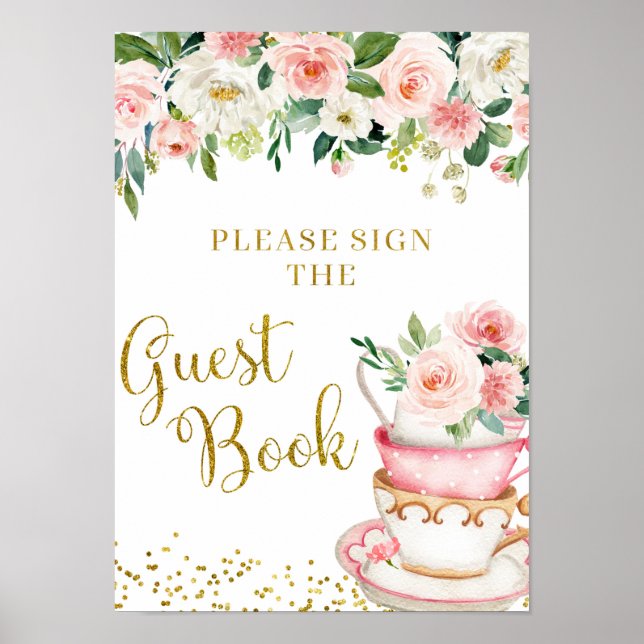 Póster Un bebé elabora un libro de invitados Baby Shower  (Frente)