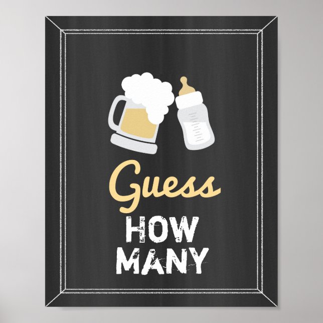 Póster Un bebé está preparando Baby Shower adivina cuánto (Frente)