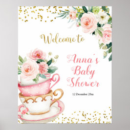 Póster Un bebé está preparando Baby Shower Fiesta de té
