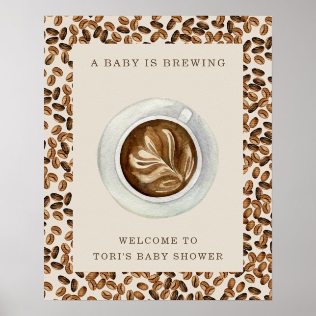 Póster Un bebé está preparando Baby Shower para café (Frente)