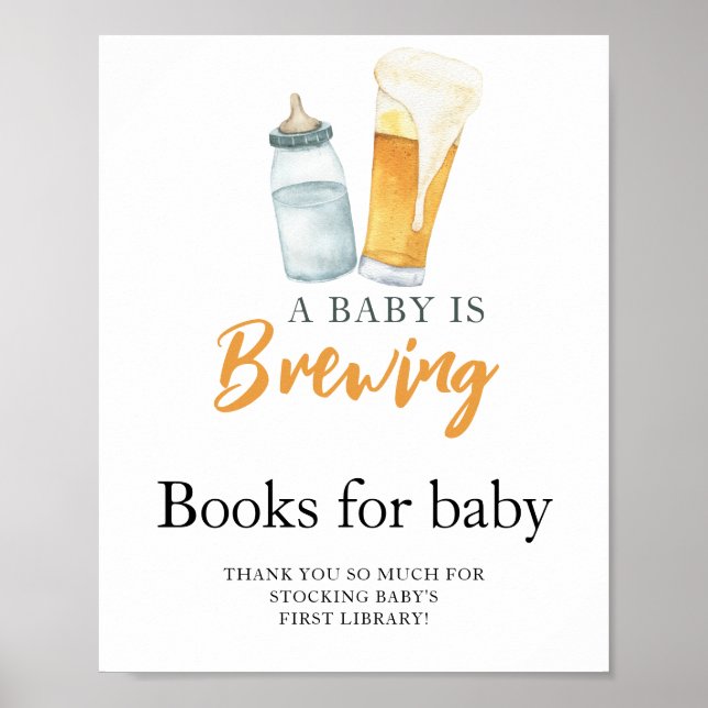 Póster Un bebé está preparando cerveza y leche Libros par (Frente)