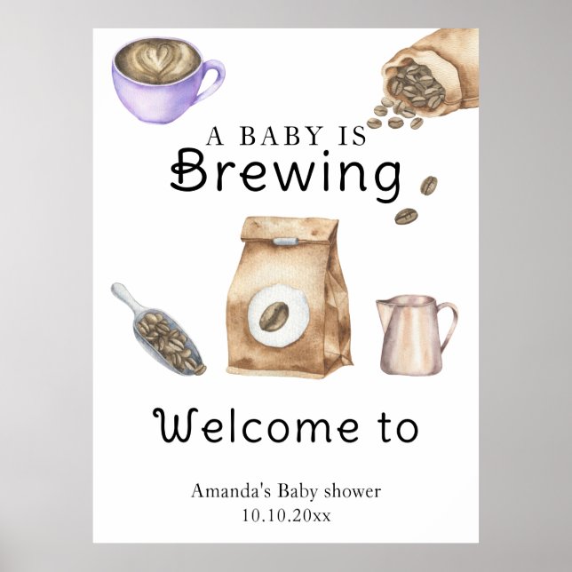 Póster Un bebé está preparando la Copa de Café Baby Showe (Frente)