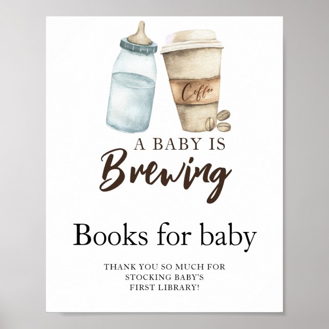 Póster Un bebé está preparando leche de café Libros para  (Frente)