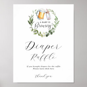 Póster Un bebé está preparando Rótulo de pañales Raffle