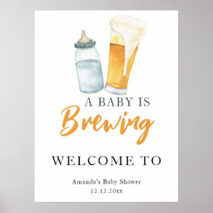 Póster Un bebé está preparando una ducha de bebé con bote