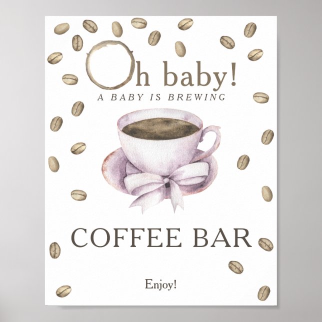 Póster Un bebé está preparando una ducha para bebés Café  (Frente)