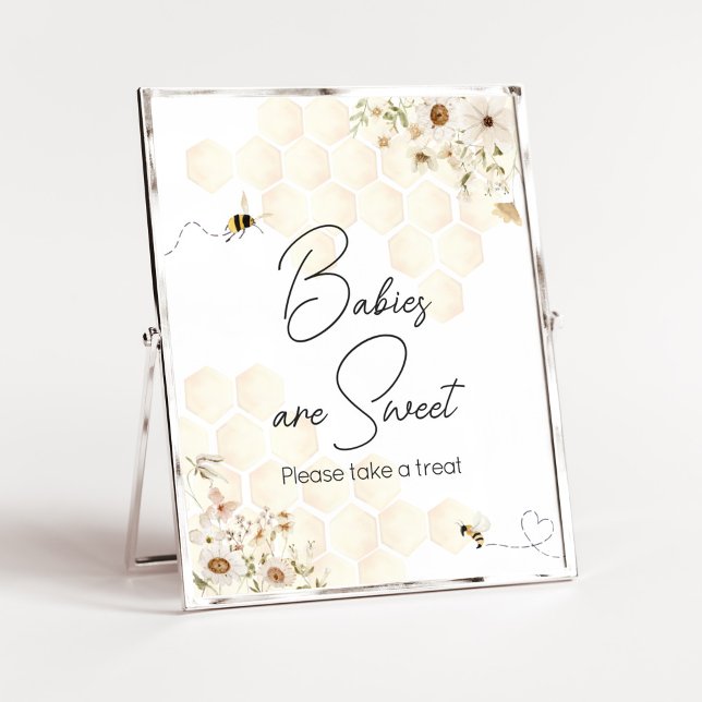 Póster Un bebete de miel Los bebés de Baby Shower son dul (As Sweet as can Bee Baby Shower Babies are Sweet Sign)