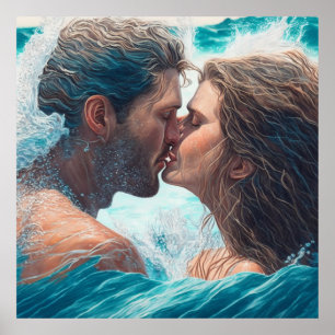 Póster Un beso en las olas