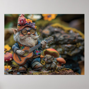Póster Un bonito gnomo musical tocando la guitarra