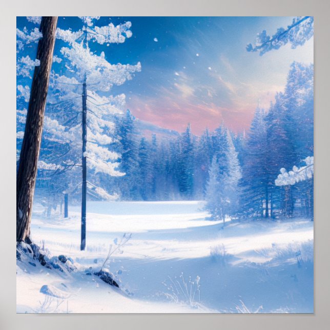 Póster Un bosque de invierno impresionante (Frente)