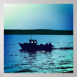 Póster Un bote de pesca en Puget Sound