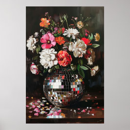 Póster Un Bouquet de flores en una vendimia de bolas de d