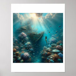 Póster Un buceador detecta un naufragio