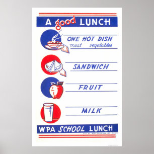 Póster Un buen almuerzo come bien WPA 1941