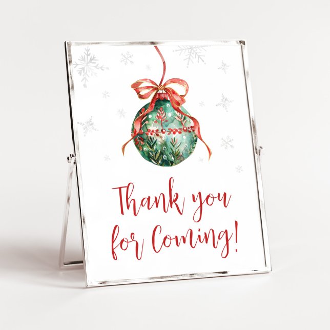Póster Un buen Navidad gracias por venir (Merry Little Christmas Ornaments Baby Shower Thank you for Coming Sign)