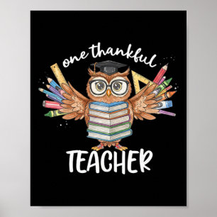 Póster Un búho agradecido de una maestra Día de Acción de