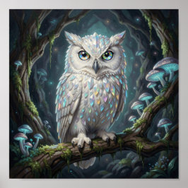 Póster Un búho blanco brillante