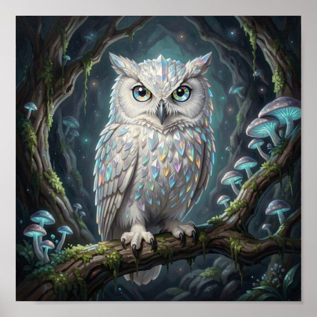 Póster Un búho blanco brillante (Frente)