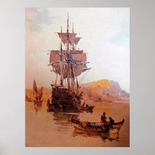 Póster un buque en el mar 06