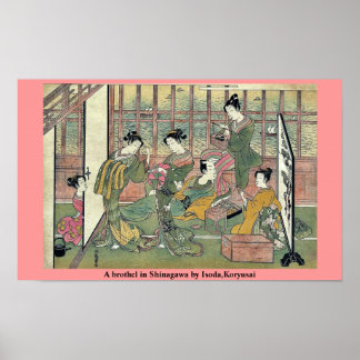 Póster Un burdel en Shinagawa por Isoda, Koryusai