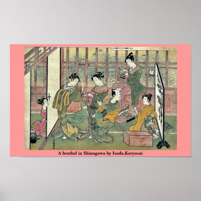 Póster Un burdel en Shinagawa por Isoda, Koryusai (Frente)