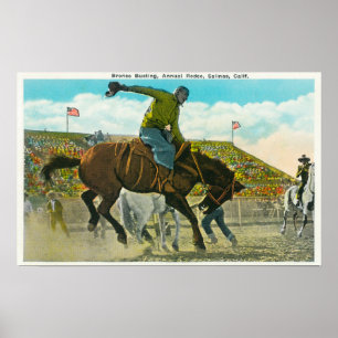 Póster Un caballo salvaje Bucking en el rodeo anual de
