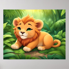 Póster Un cachorro de león Naranja en la jungla
