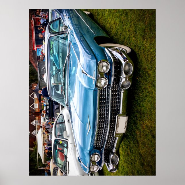 Póster Un Cadillac Eldorado Biarritz azul de 1959 (Frente)