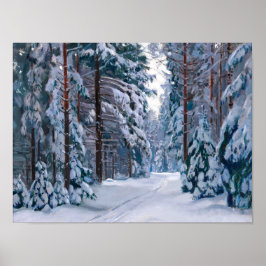 Póster Un camino nevado en el bosque