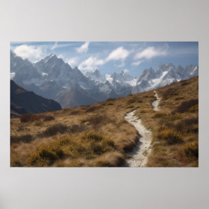 Póster Un camino sinuoso en las estribaciones de una mont