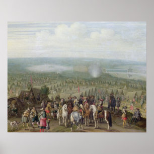 Póster Un campamento militar con milicia a caballo, Troo